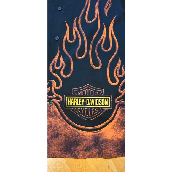 New Vintage 90s Harley Davidson Flame Live To Ride Ride To Live Shirt Black XL - Picture 3 of 10
